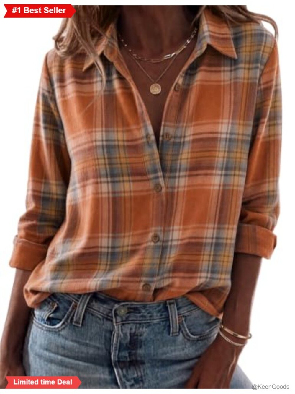 Zeagoo Women's Plaid Button Down Shirt Long Sleeve Collared Flannel Work Blouse